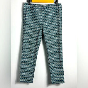 ADRIANNA PAPELL Geometric Blue Cropped Pants Size 6